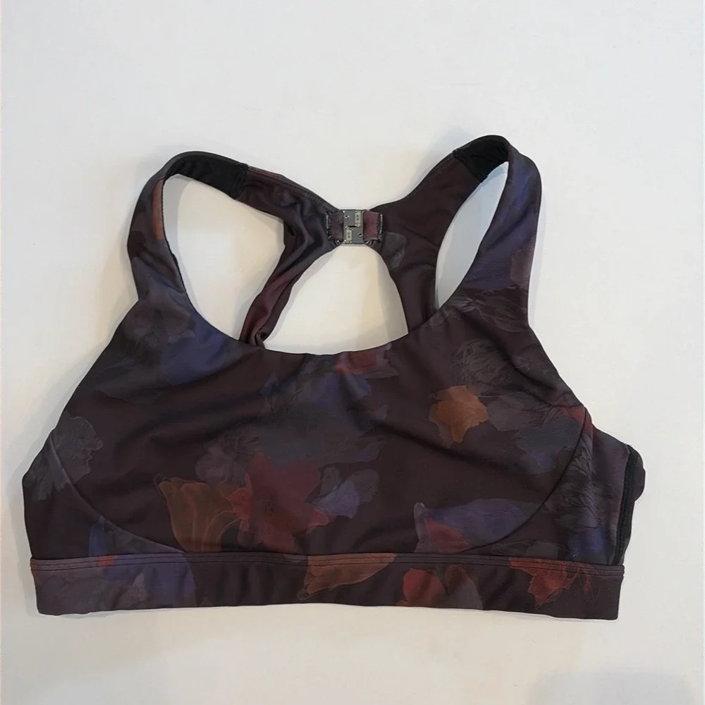 Athleta Women's Ultimate Printed Sports Bra Frozen Floral Warm Size Medium
